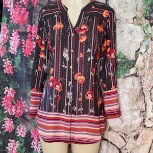 Figuerca & Flower Floral long sleeve Blouse Sz S